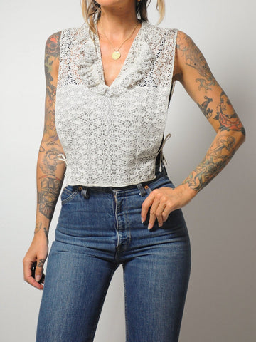 Antique Eyelet Lace dickie Blouse