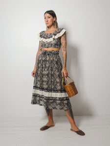 70's Floral 2 Piece Skirt Set