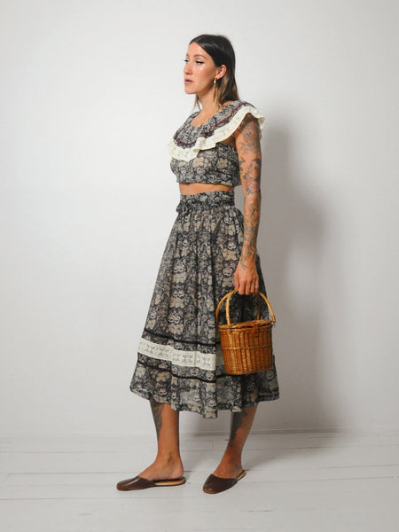 70's Floral 2 Piece Skirt Set