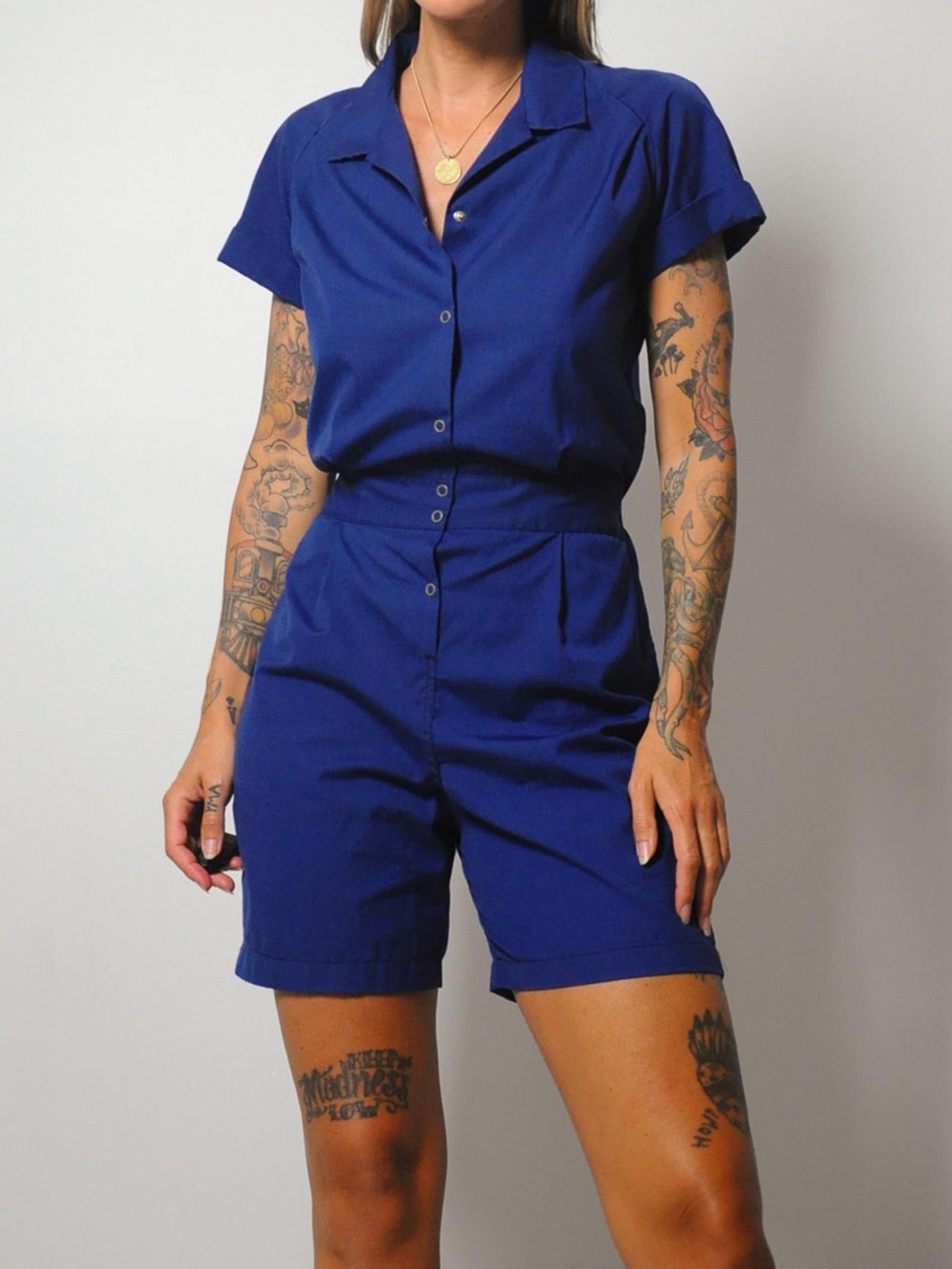 50's Navy Gym Class Romper