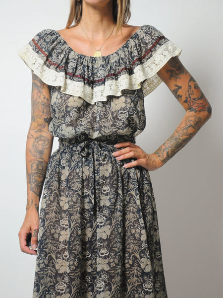 70's Floral 2 Piece Skirt Set