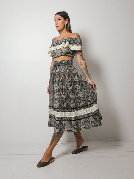 70's Floral 2 Piece Skirt Set
