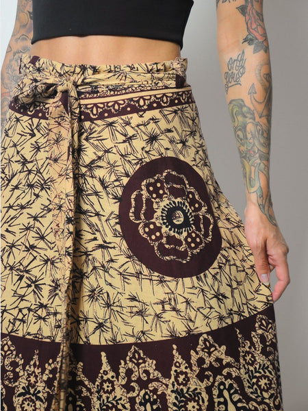 70's India Cotton Batik Wrap Skirt