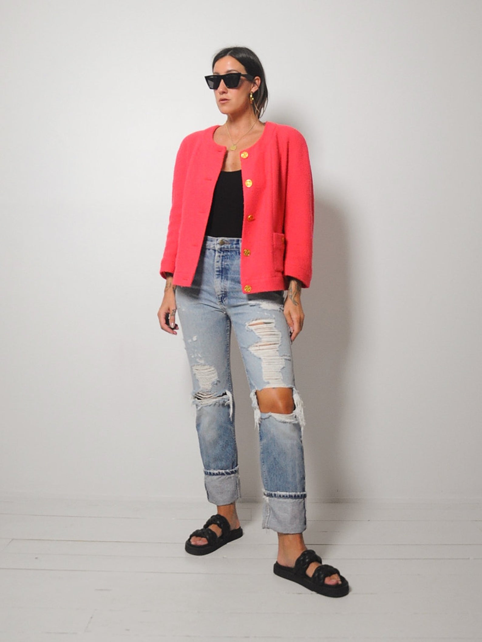 Chanel Pink Boucle Blazer