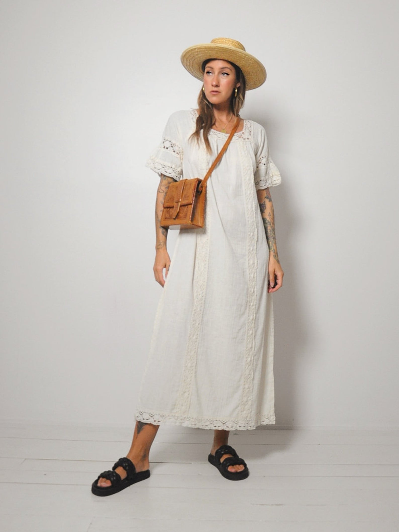 70's Elayna Cotton Gauze Dress