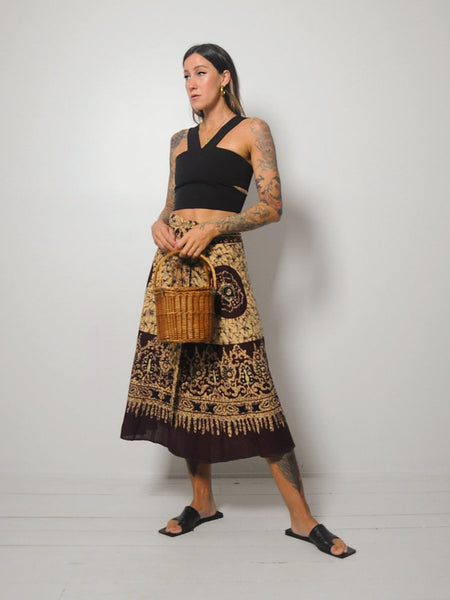70's India Cotton Batik Wrap Skirt