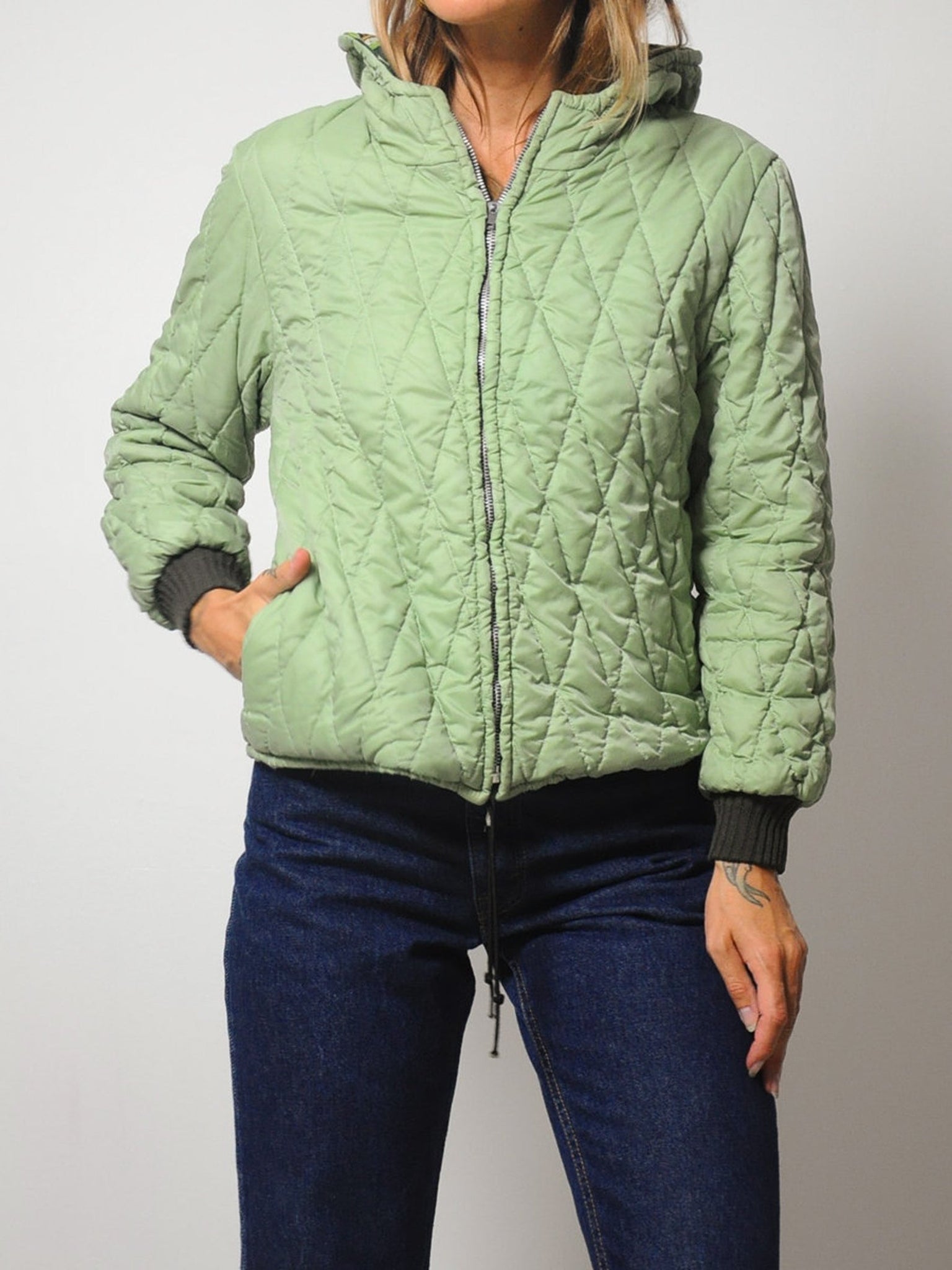 70's Folk Print Quilted Bomber