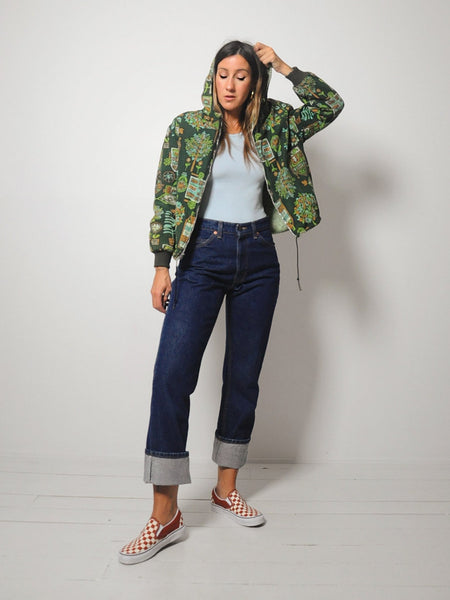 70's Folk Print Quilted Bomber