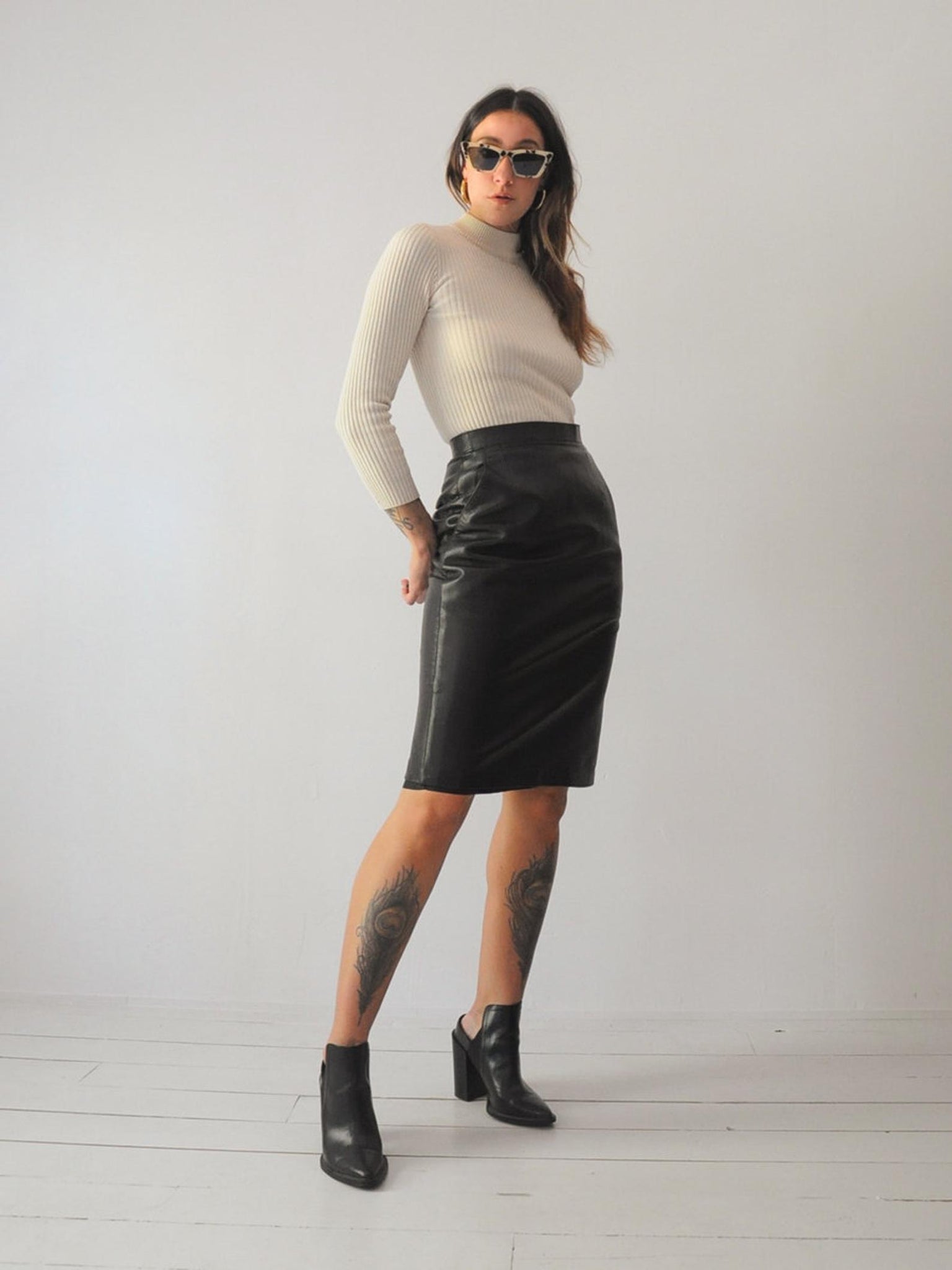 Black Leather Pencil skirt
