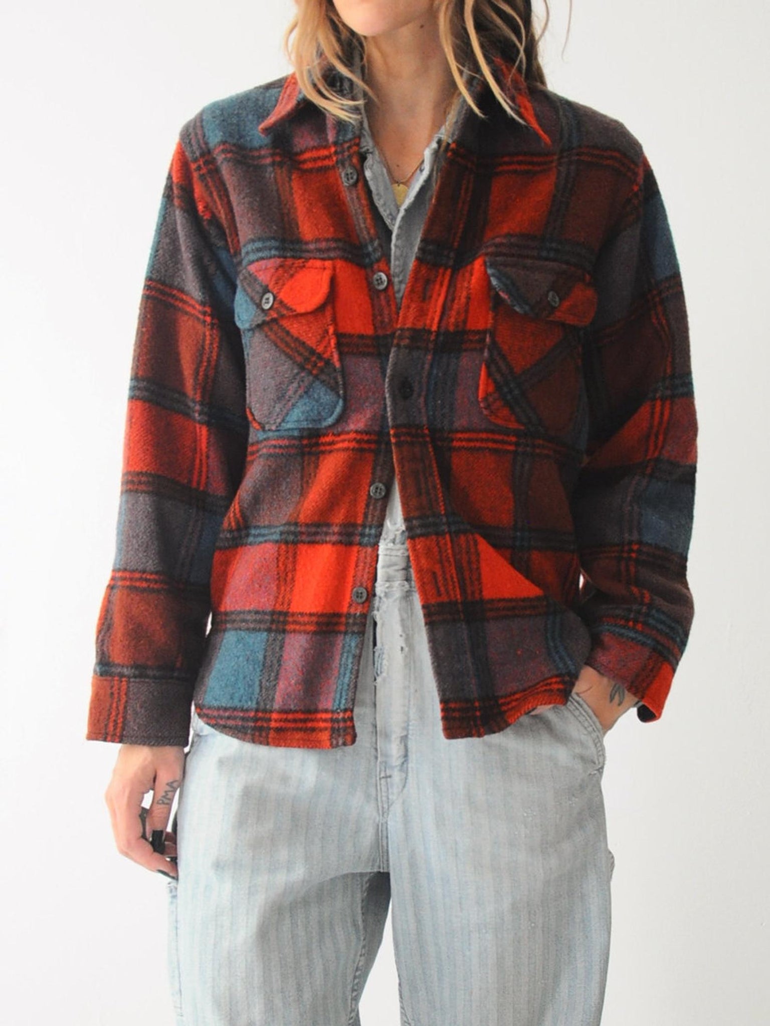 60's Wool Fox Plaid Flannel
