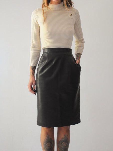 Black Leather Pencil skirt