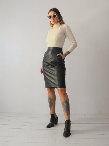 Black Leather Pencil skirt
