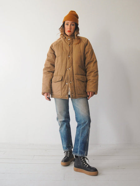 70's Camel Quilted Puffer Coat