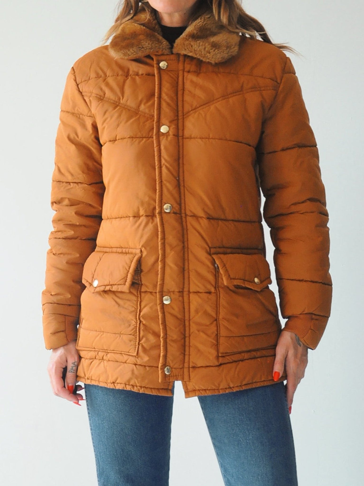 70's Camel Puffer Coat