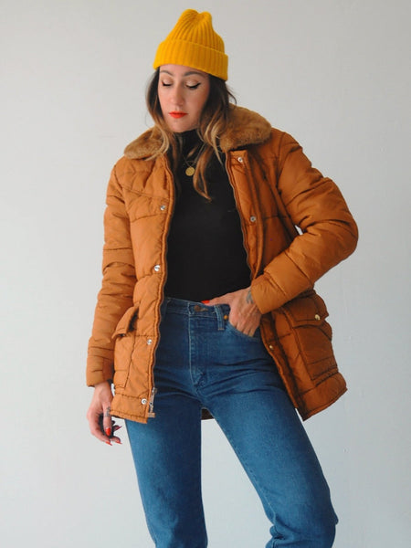 70's Camel Puffer Coat
