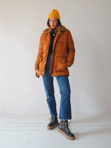 70's Camel Puffer Coat