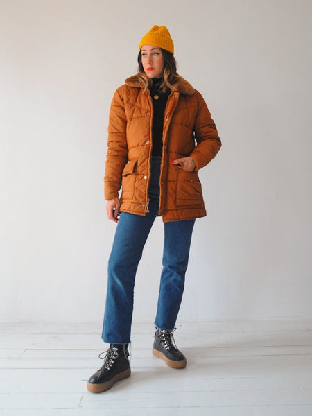 70's Camel Puffer Coat