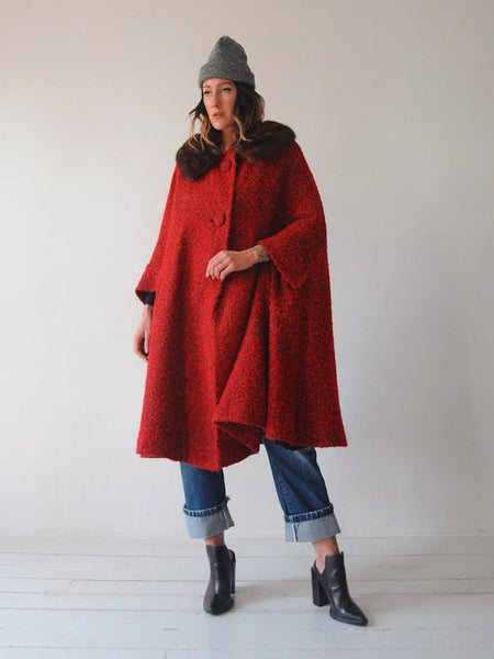 60's Aimee Bouclé Wool Cape