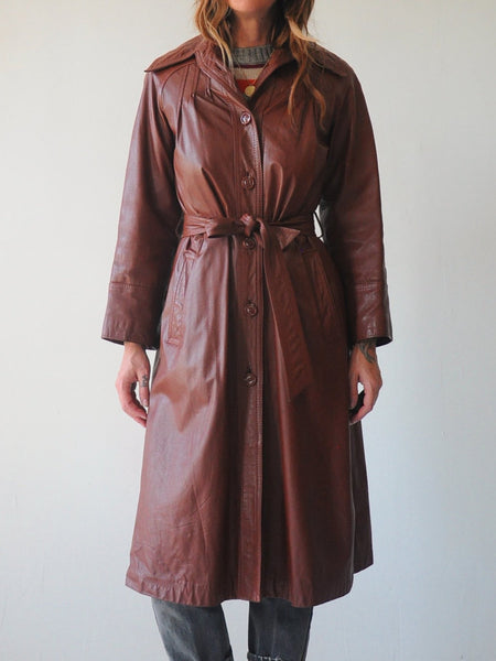 70's Brick Leather Trench