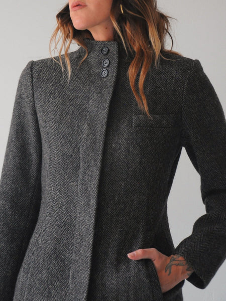 Antonia Herringbone Tweed Coat
