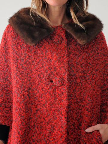 60's Aimee Bouclé Wool Cape
