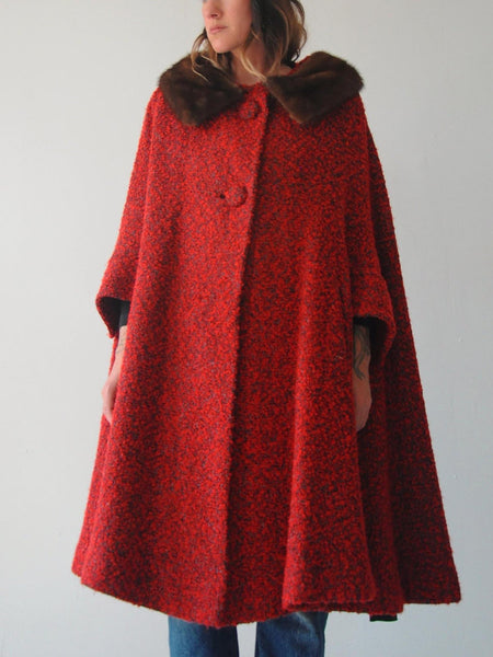 60's Aimee Bouclé Wool Cape