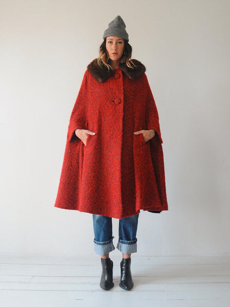 60's Aimee Bouclé Wool Cape