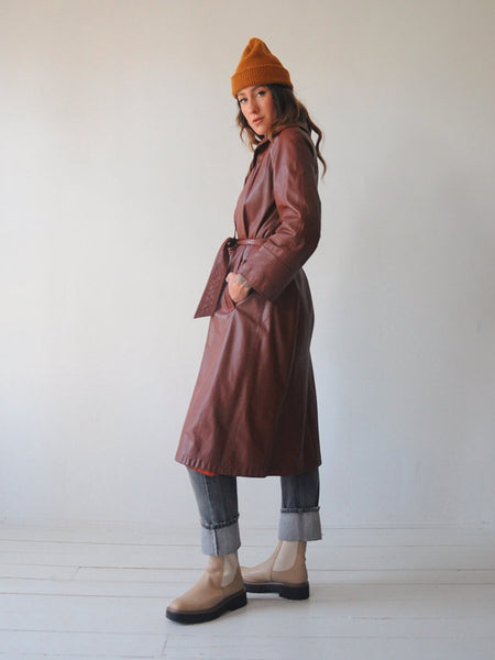 70's Brick Leather Trench