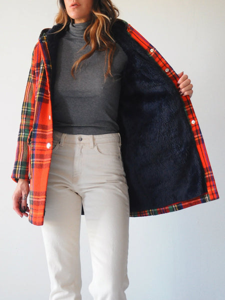 60's Saks Plaid Duffle Coat