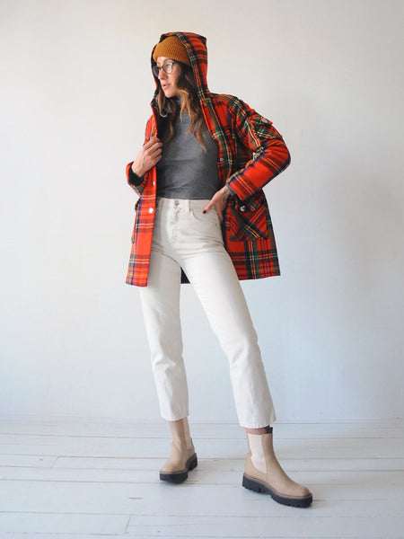 60's Saks Plaid Duffle Coat