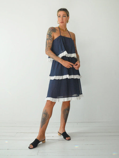 70's Polka dot Ruffle Sundress