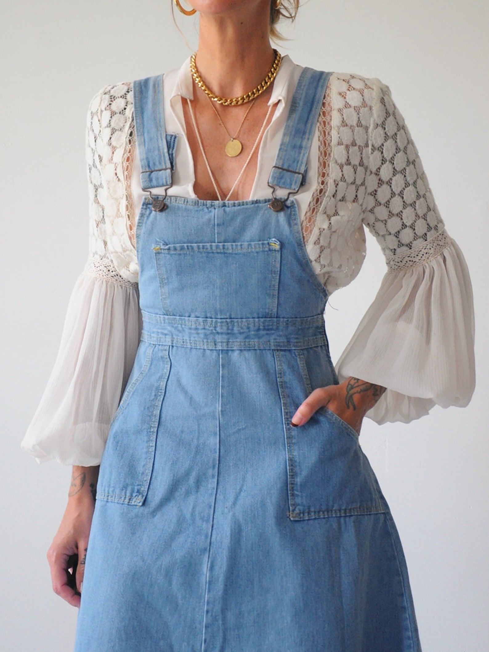 70's Denim Overall Dress