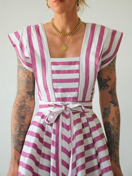 80's Plum Striped Sundress