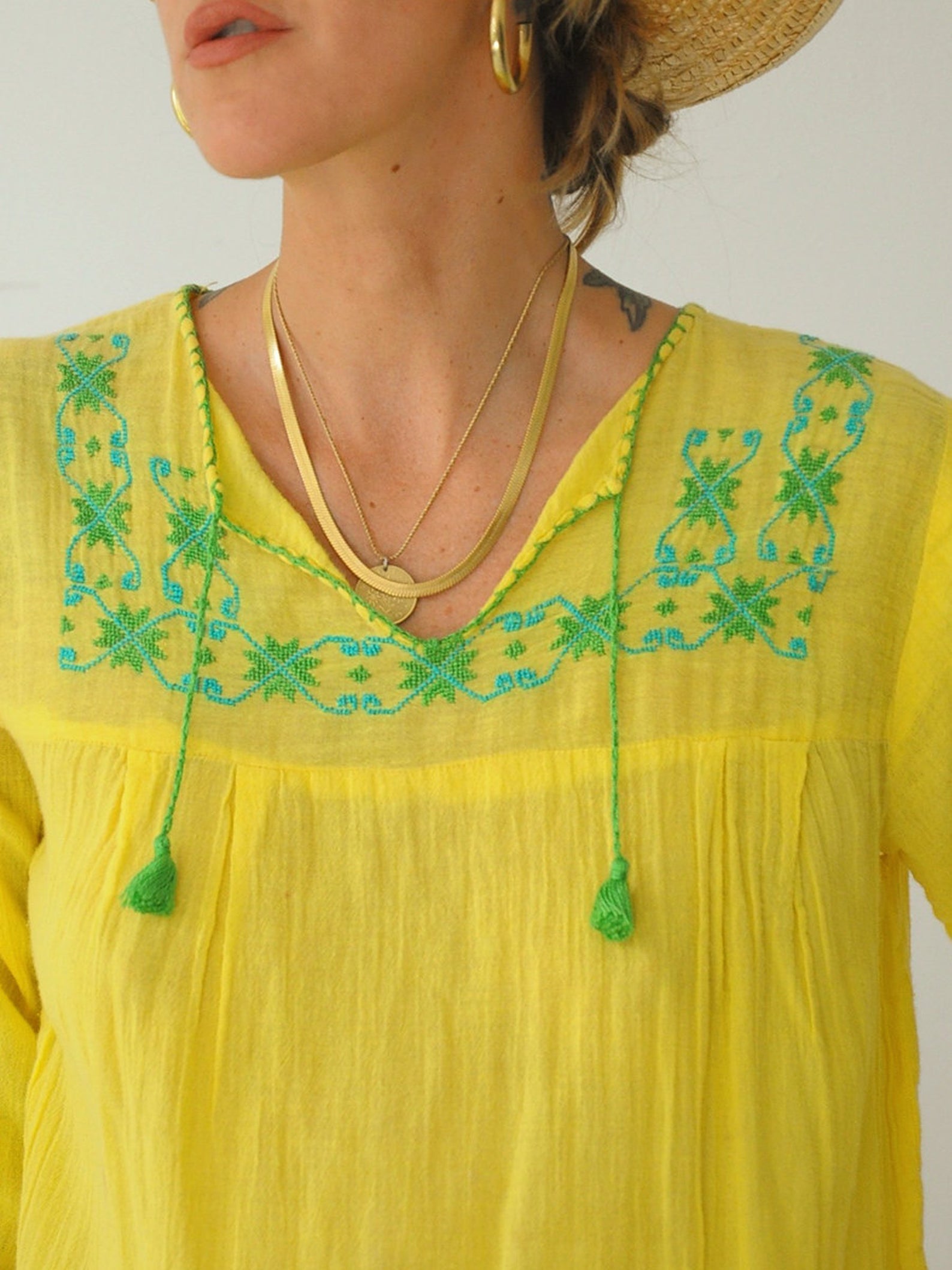 70's Embroidered Gauze Blouse