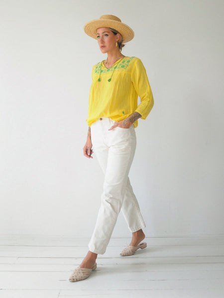 70's Embroidered Gauze Blouse