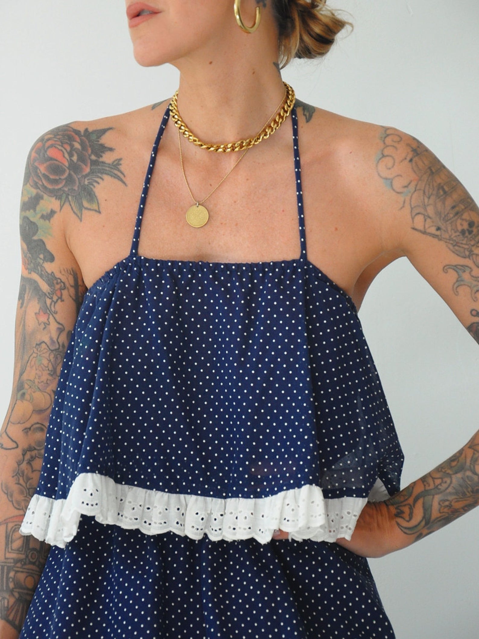 70's Polka dot Ruffle Sundress