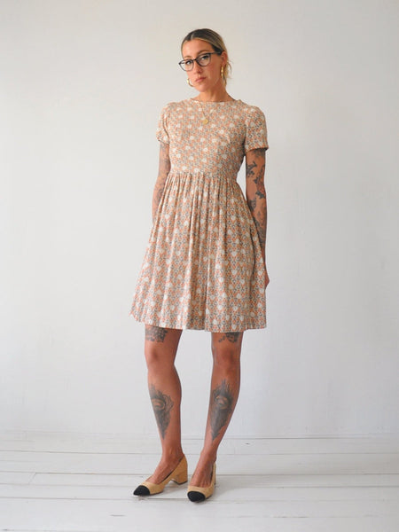 50's Bell & Floral Print Dress