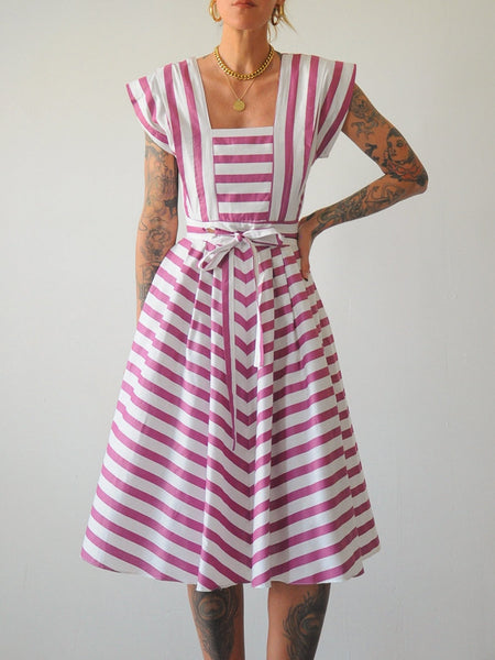 80's Plum Striped Sundress