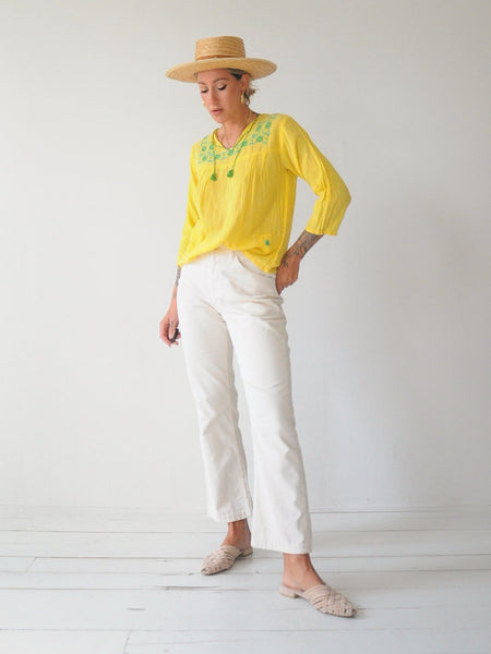 70's Embroidered Gauze Blouse