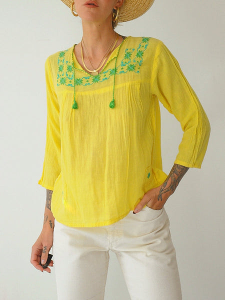 70's Embroidered Gauze Blouse