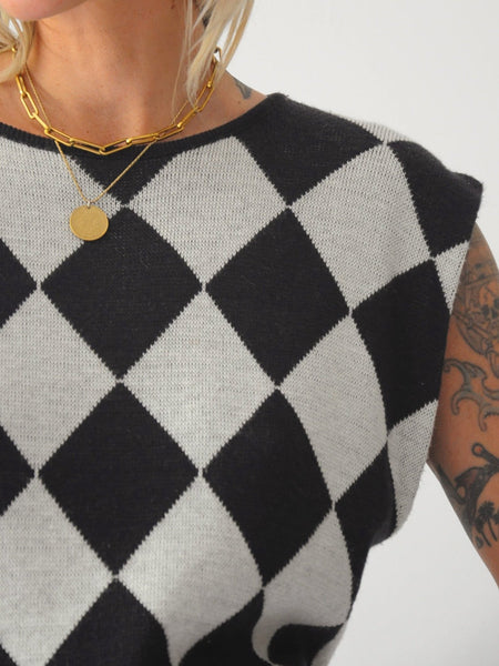 Black Checkerboard Sweater