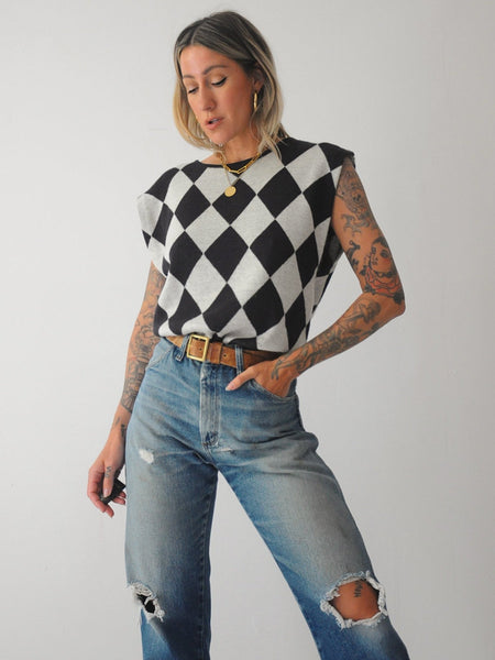 Black Checkerboard Sweater