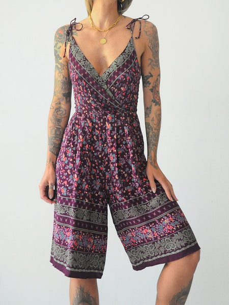 70's Wide Leg Floral Jumpsuit