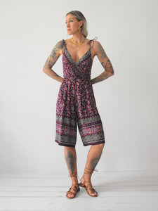 70's Wide Leg Floral Jumpsuit