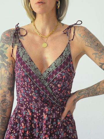 70's Wide Leg Floral Jumpsuit