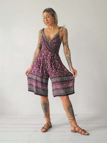 70's Wide Leg Floral Jumpsuit