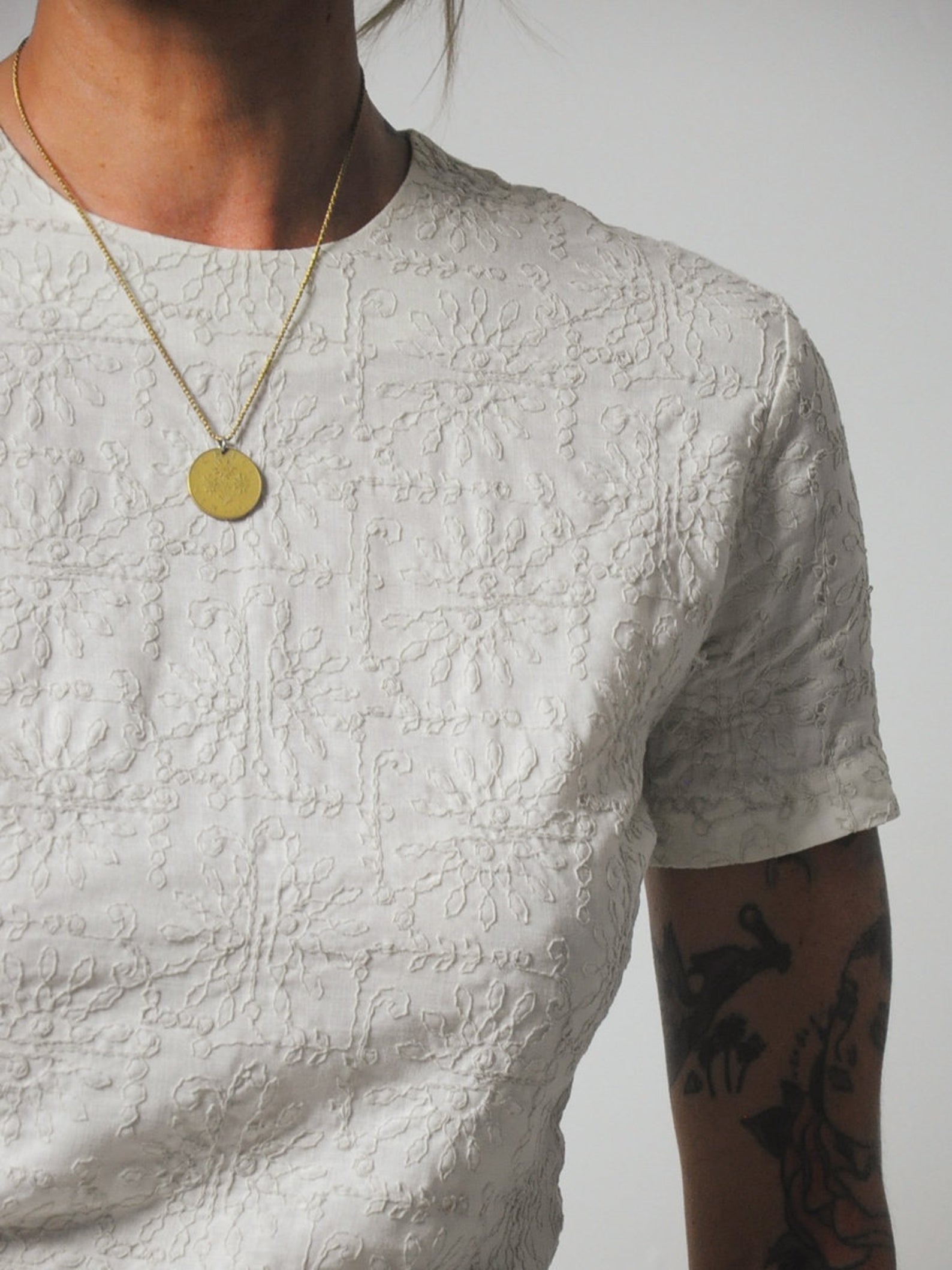 50's Embroidered Cropped Blouse