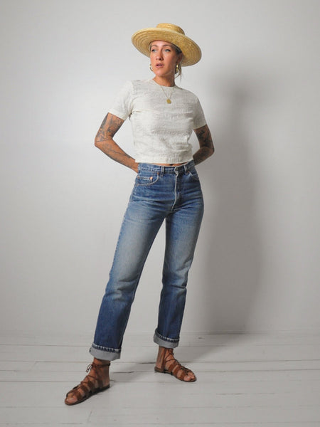 50's Embroidered Cropped Blouse