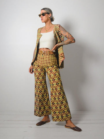 70's Indian Textured 2 Piece Pant Set