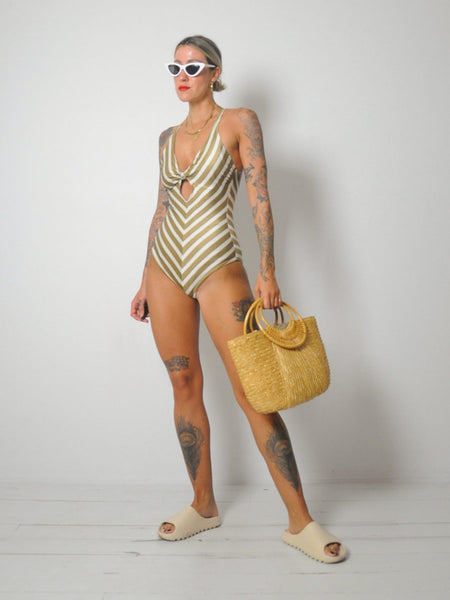 70's Gold Stripe Swimsuit